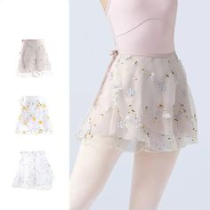 Women's Floral Wrap Ballet Skirt Chiffon Ballet Skirt, Ballerina Fashion, Ballet Inspired Fashion, Ballet Skirts, Girls Dancewear, Embroidery Skirt, Pieces Outfits, Dance Wear Ballet, Ballerina Style