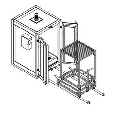 a drawing of a cabinet with the door open