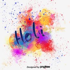 the word hello painted in watercolor on a white background with colorful spots and splots