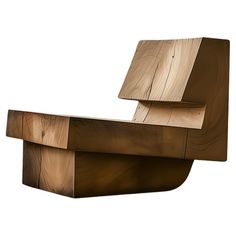 the wooden chair is shaped like a reclining seat with two sections on each side