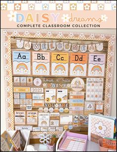 the front cover of daisy dreams complete classroom collection, with an assortment of cards and magnets