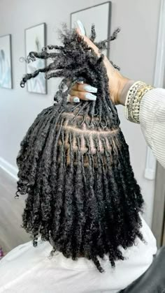 Interlocs Hair Styles, To Strand Twist, Natural Hair Locks Hairstyles, Locs Started With Coils, Female Loc Updo Styles, Locs On Girls Real Hair, Two Strand Twist Starter Locs Before And After, Locs For Women Starter, Square Part Locs