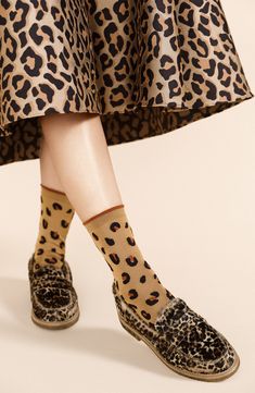 Serve up bold energy in these cheetah-patterned crew socks made of a breathable cotton blend. Cotton/nylon Hand wash, line dry Made in Japan Stylish Socks, Soft Shoes, Drip Dry, Sneaker Heels, Sell Out, Basel, Cheetah Print, Socks Women, Crew Socks