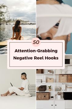 This pin showcases 50 creative negative reel hooks, using 4 images that illustrate how they can boost your social media content and engagement. Perfect for anyone looking to attract attention with their reels.