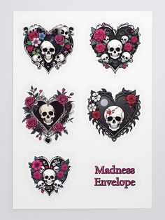 Expand your sticker collection with these unique gothic hearts!

These four aesthetic compositions with skulls and flowers are perfect for goth girls and lovers of alternative dark style 🖤 Skull Sticker, Dark Style, Scrapbook Materials, Emo Girls, Goth Outfits, Sticker Collection, Dark Fashion