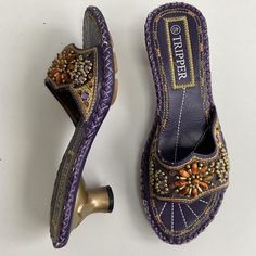 Dr Shoes, Funky Shoes, Purple Shoes, Shoe Inspo, Aesthetic Shoes, Slip On Mules, Gold Heels