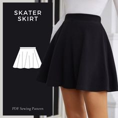 the skater skirt sewing pattern is available in two sizes and includes an attached waistline