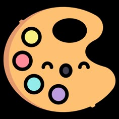 an art palette with different colored dots on it