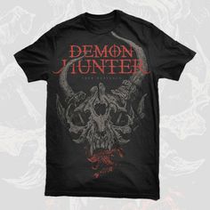 Demon Hunter - Defiance Red Logo Shirt Demon Hunter Band, Christian Fits, Tommy Shirt, Christian Metal, Christian Rock Bands, Impending Doom, Zombie Hunter, Christian Rock, Creepy Clown