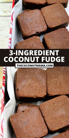 three ingredient coconut fudge brownies in a tray