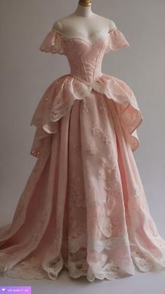 Rpyal Dresses, Pink Queen Dresses, Romantic Dresses Aesthetic, Cutesy Prom Dress, Pink Dress Victorian, Royale Dress Aesthetic, Bridgerton Pink Aesthetic, Pastel Victorian Dress, Fairytale Inspired Dress