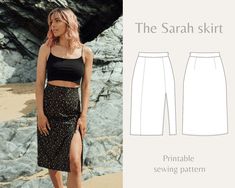 the sahara skirt sewing pattern is available in sizes small, medium and large women's skirts