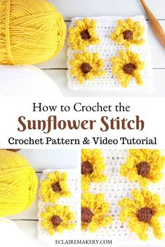 crochet sunflower stitch pattern and video