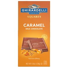 chocolate bar with caramel and milk on the top, from ghirradelli