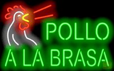 a neon sign that says polo la brasa