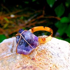 Amethyst Harmony Ring Adjustable Ring Raw Gemstone Ring Heart Chakra Ring Dainty Wire Ring Healing Crystal All Natural Raw Gems Are Securly Wrapped And Cages Into A Simple, Solid Design Of Pure Copper Wire. -None Treated, Or Colored, High Quality Crystals Adjustable Amethyst Jewelry With Large Stone, Gold Amethyst Ring With Large Stone As Gift, Adjustable Purple Amethyst Ring, Adjustable Amethyst Crystal Ring With Natural Stones, Purple Amethyst Jewelry With Raw Stones, Adjustable Purple Crystal Ring For Healing, Adjustable Spiritual Purple Amethyst Ring, Purple Birthstone Crystal Ring As Gift, Purple Birthstone Crystal Ring For Gift