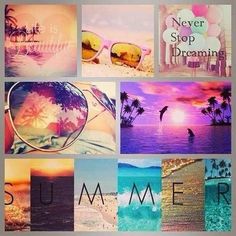 a collage of photos with the words summer written on them