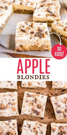 an image of apple blondies with text overlay