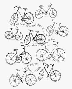 a drawing of different types of bicycles with instructions on how to ride them and how to use the spokes