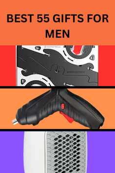 the words best gifts for men are displayed in three different colors