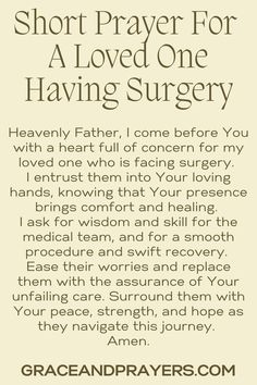 a prayer for a loved one having surgery