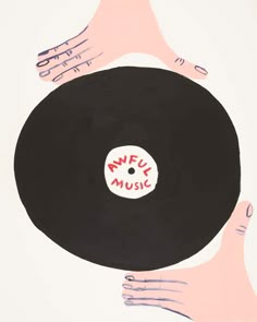 two hands holding an old vinyl record with the word'hello music'on it