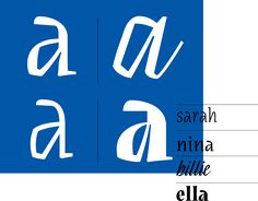 three different types of font and numbers on a blue background with the words, saarn nina bille