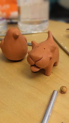 Animal crafts idea clay figurine Dog Clay, Sculpture Table, Artist Project