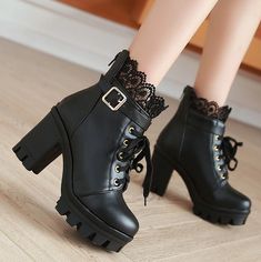 Warm Winter Boots Women, Womens White Boots, Lace Ankle Boots, Dr Shoes, High Heel Boots Ankle, Platform Ankle Boots, Fashion High Heels, Winter Boots Women, Lace Up Ankle Boots