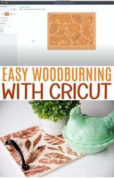 We are so excited about this Cricut hack that we’re going to teach you todayIn this tutorialwe’ll show you how to do Easy Wood Burning with CricutCricut wood projects are some of our favorite crafts to makeFor this projectwe are making a wooden tray with a really pretty tropical leaf pattern on it using a Cricut stencil and an easy chemical wood burning techniquecricut diecutting cricutmade cricutprojects cricutmaker cricutexplore Wood Burning With Cricut, Chemical Wood Burning, Easy Wood Burning, Cricut Stencil, Cricut Wood, Tropical Leaf Pattern, Wood Burning Techniques, Cricut Hacks, Vinyl Stencil