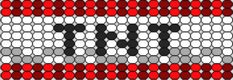 an image of a knitted pattern in red, white and grey colors with the word stitch on it