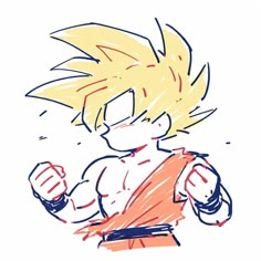 an image of a drawing of gohan from the dragon ball game with his fist raised