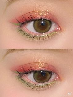 Pink Green Eye Makeup, Christmas Eyeshadow, Make Up Gold, Maquillage On Fleek, High Aesthetic, Cute Eye Makeup, Make Up Inspiration, Korean Eye Makeup