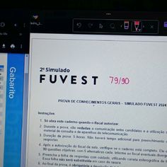 a computer screen with the words fuvest on it