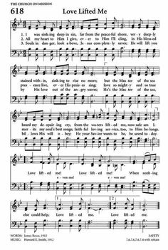 sheet music with the words love lifted me