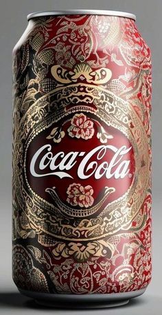 a red and gold can with the word coca - cola written in white on it