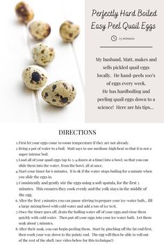 an article about quail eggs with text