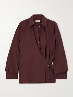 LEMAIRE Twist-front cotton-poplin wrap shirt Trip To Vietnam, Wrap Shirt, Exclusive Dress, Women's Blouses, Sports Skirts, Poplin Shirt, Twist Front, Women's Tops, Cotton Poplin