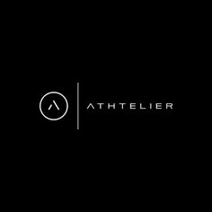 a black and white logo with the word atheler on it's side