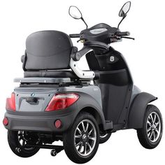 a scooter is shown with the back seat folded up on it's side