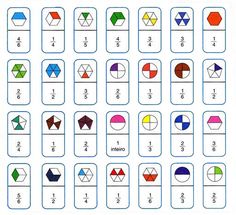 the printable worksheet for teaching fraction numbers to 10 and 12, with different shapes