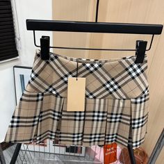 Olivia Mark - Vintage Checked High-Waisted Pleated Skirt with Plaid Design Checked Skirts, Check Skirt, High Waisted Pleated Skirt, Plaid Design, Cute Shorts, Plaid Skirts, Types Of Skirts, Olivia Mark, A Line Skirts