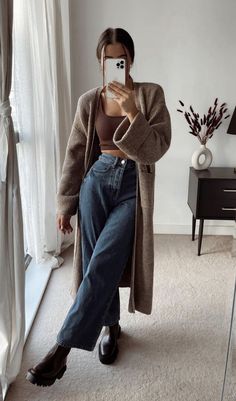 Long Cardigan Jeans Outfit, Outfit Shein, 2022 Outfits, Stile Casual Chic, Cardigan Outfits, Cute Fall Outfits, Mode Inspo, Looks Chic, Outfit Inspo Fall