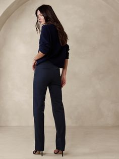 Straight Sloan Pant | Banana Republic Elegant Stretch Dress Pants Straight Fit, Elegant Straight Stretch Dress Pants, Elegant Stretch Straight Dress Pants, Elegant Tailored Straight Bottoms, Fitted Straight Bottoms For Workwear, Straight Stretch Dress Pants For Formal Occasions, Elegant Mid-rise Stretch Dress Pants, Elegant Straight Pants For Work, Elegant Straight Bottoms For Business Casual