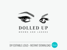 the logo for dolled up brows and lashes, which is designed to look like an eye