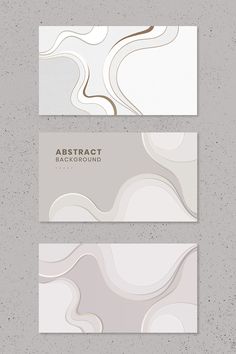 two business cards with abstract shapes on the front and back, both in white and grey