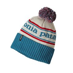 The Powder Town Beanie is made from soft  comfortable recycled polyester knit that stays dry on powder days  insulates even when wet and feels smooth and itch-free on the skin. Throwback design features include a textured knit construction  3-inch rib-knit cuff and pom-pom styling. Fair Trade Certified™ sewn. Breathable Beanie For Outdoor Wear, Breathable Beanie For Outdoor, Breathable Outdoor Beanie, Sporty Beanie For Outdoor, Sporty Outdoor Beanie Hat, Stocking Fillers For Adults, Patagonia Beanie, Patagonia Trucker Hat, Beanie Design