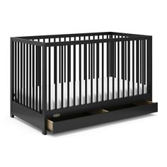 The Graco Teddi 5-in-1 Convertible Crib with Drawer is the versatile piece that provides a timeless look for your nursery. Equipped with an adjustable mattress support base with 4 different height options, the mattress support base’s position can be lowered as your child grows. This crib easily converts from a crib to a toddler bed, daybed, and full-size bed with headboard and optional footboard for your child’s journey from babyhood to toddlerhood and beyond (Graco toddler guardrail and full-si Crib Conversion Kit, Registry List, Things For Baby