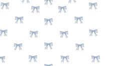 many blue bows are arranged on a white background