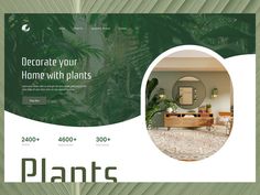 a green and white website design for plants